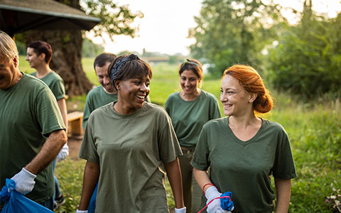 women in green t-shirt with red hair