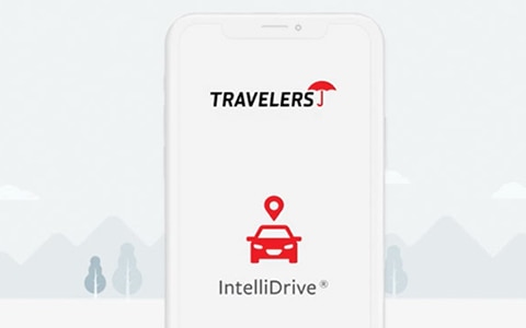 Image of a phone with the IntelliDrive logo on the screen.